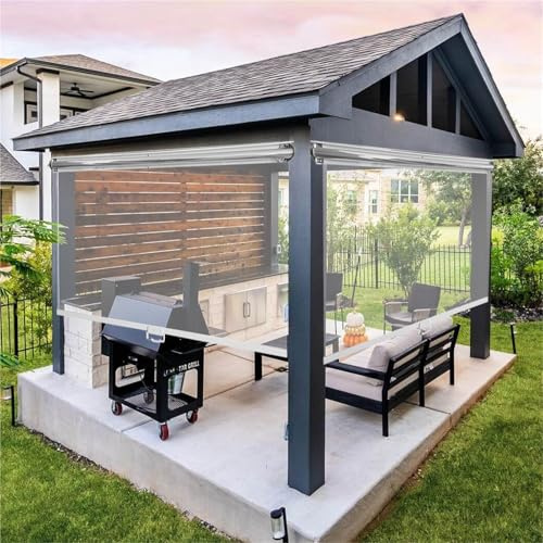 Schnurloses Springrollo mit Griff Wasserdichtes PVC-Rollo mit UV-Schutz für Garten-Pergola, Balkon-Terrassen-Tür, Garage und Kühlschrank-Trennwand Maßanfertigung(W75xH120cm)