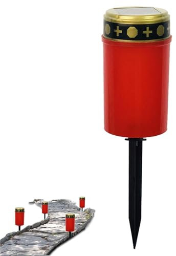 Lintería de tumba LED impermeable - luz conmemorativa con energía solar, decoración al aire libre | Lámpara de velas del cementerio sin llamas para tumbas, ruta de jardín, luz tributo para seres queri