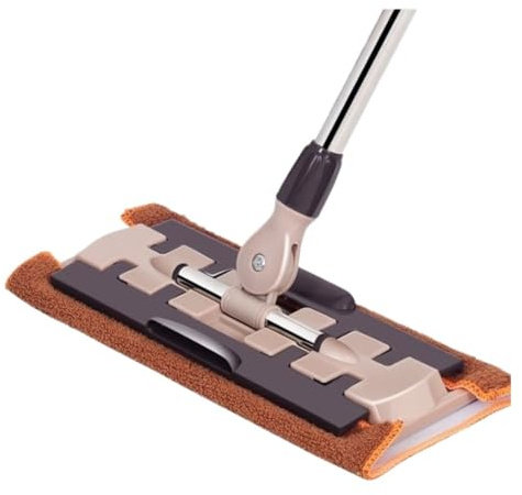 Mocio professionale riutilizzabile per pavimenti in legno, laminato e piastrelle, manico telescopico in acciaio inox, ideale per una pulizia efficiente (Bruin)