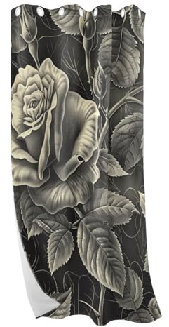 Amooorous Black Rose Digitally Engraved Blackout Curtains for Sliding Glass Door Decorative Window Curtains For Bedroom 84 inches cortinas para sala