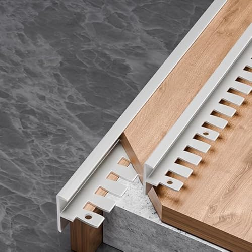 Perfil de metal flexible en forma de F de 90 cm para suelos laminados y azulejos, 3 piezas de moldeo de transición para un acabado de borde sin costuras