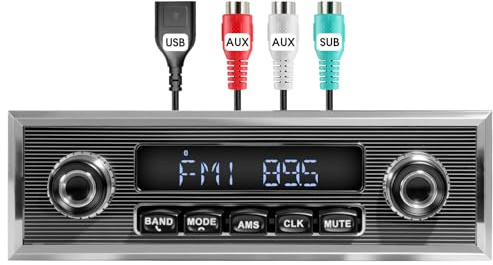 Retro Style Classic Car Radio - ABSOSO Bluetooth Single Din Vintage Stereo - AM FM Tuner USB AUX Input 4.1 CHN Subwoofer Output