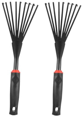 LOORGVEL 2 Pezzi Rastrello da Giardino Mano Denti con Impugnatura Ergonomica Antiscivolo per Pulizia Foglie e Erbacce in Spazi Stretti Strumento Resistente per Orto e Giardino