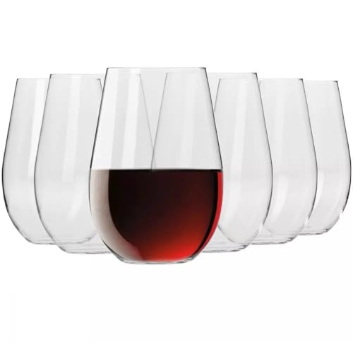 Krosno Rotweingläser 670 ml – 6 Stück – Harmony Collection – bleifreies Kristall – Elegantes Design, großes Fassungsvermögen, Farblos
