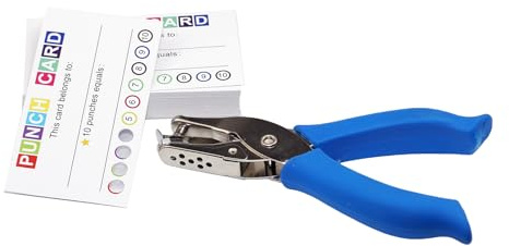 KINGSUPER 200 Pcs Punch Cards Reward Punch Cards for Classroom with 1 Pcs Paper Hole Puncher