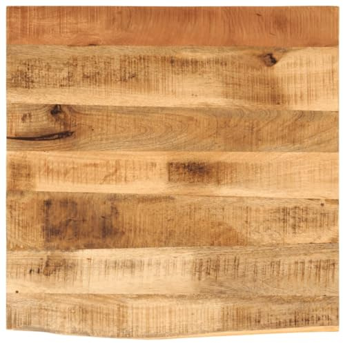 Teenpull bordsskiva 60 x 60 x 2,5 cm, trädkant, massivt trä, grov mangoträ, naturlig finish, kvadratisk för skrivbord, matbord, sidobord