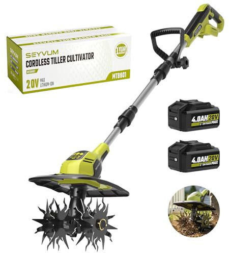 Akku Bodenhacke,Akku Gartenfräse,mit 2 x 4,0 Ah Akkus und Ladegerät,21V Elektro Motorhacke,18 cm Arbeitstiefe, 23cm Arbeitsbreite,48 Hackmesser für Beet, Acker & Landwirtschaft