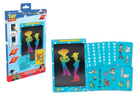 LEXIBOOK, Toy Story, Tableta de Dibujo E-Ink, CRT10TSLXB | Tamaño A4, pantalla 28 cm, 1 lápiz y 6 plantillas, dibujos multicolor