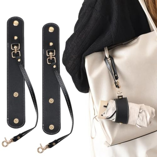 TAHJOS Ensemble De 2 Crochet Poussette,Accessoire Poussette,Crochets Universels En Cuir Pour Poussettes, Remorques, Déambulateurs, Fauteuils Roulants, Remorques À Vélo (Noir)