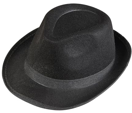 W WIDMANN MILANO Party Fashion - Sombrero de fieltro de gánster, fedora de la mafia de los años 20, accesorio retro para disfraces de carnaval y fiestas