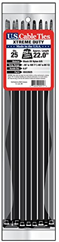 US Cable Ties XD22B25 22-Inch Xtreme Duty Cable Ties, UV Black, 25-Pack