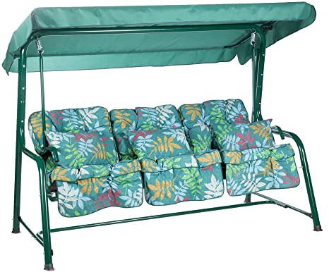 Alfresia Turin 3 Seater Reclining Garden Swing Seat with Adjustable Canopy and Classic Cushions, Heavy Duty Outdoor Patio Swing Seat Supporting up to 250 kg