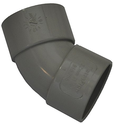 Solvent Weld Grey 32mm (36mm) Waste Pipe 45 Degree Bend - Pack of 2