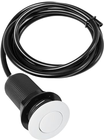 Air Activated Switch Button with Air Hose, Sink Top White Push Button for Food Waste Garbage Disposal Part (LONG, 4 Inch)