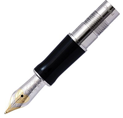 Parker Duofold International Nib Section - Medium Reverse Oblique - Solid 18K Gold Platinum Plated