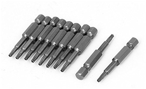 sourcing map 10pcs Destornillador de estrella TS10 de 50mm de largo vástago hexagonal de 1/4 Punto 5