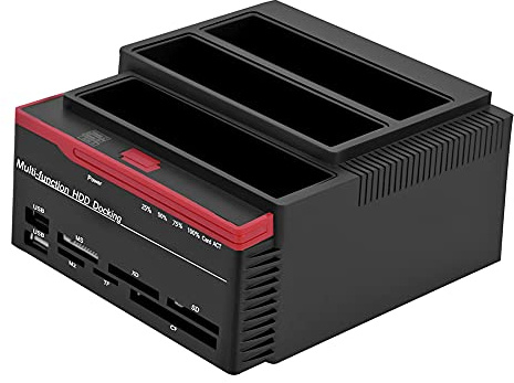 ciciglow USB 3.0 Externe Festplatten Dockingstation, Offline Clone HUB Reader, 2.5inch 3.5inch Dual-Bay, SATA & IDE HDD Dockingstation mit 3 Schächten, für Win 2000/XP/Vista/Win7/8(Schwarz)