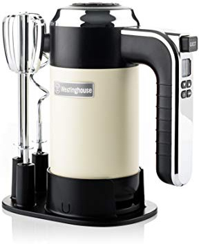 Westinghouse Retro Hand Mixer for Baking - 350W Handheld Electric Whisk - Includes 2 Egg Beaters and 2 Dough Hooks - Powerful Food Mixer for Kitchen Use with 6 Speeds & Turbo - Cream