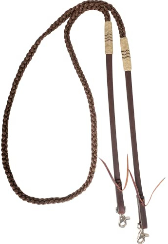 Cashel Braided Rawhide Buttons Roping Rein Brown