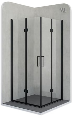 MOG Mampara de ducha BELLE con puertas plegables 70x100 cm Altura: 190 cm Ducha esquinera de cristal transparente y seguridad de 6 mm ESG perfiles de aluminio negro DK63