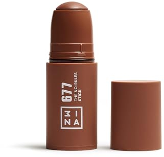 3INA MAKEUP - The No - Rules Stick 677 - Colorete en Crema Marrón con Ácido Hialurónico - Colorete en Barra 3 en 1 Mejillas Labios y Ojos Acabado Natural - Vegan - Cruelty Free