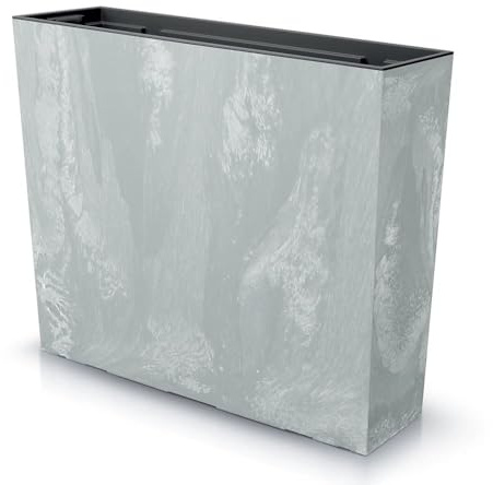BirnePower Blumenkasten Blumentopf Balkonkasten Pflanzkasten Blumenkübel Beton Optik Pflanzgefäß Tower 77cm x 69cm mit Pflanzeinsatz (Hellgrau Beton)