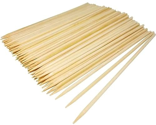 PARENCE.- Set de 100 tubos de madera/parrilla, pinchos, frutas, verduras, palas de madera - 100 piezas, 25cm