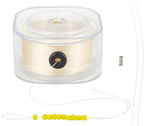 PH PandaHall Filo di perle 246 Yard/225m 0,2mm Corda per braccialetti con filo conduttore e custodia organizzatore per cucire gioielli in pelle
