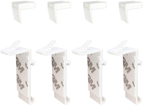 TEKONA 4 Stück Klemmfix Klemmträger für Rollo Doppelrollo Fensterrollo innen ohne Bohren als Ersatzteil für Befestigung an Fenster Tür für Holzrahmen Plastikrahmen Metallrahmen