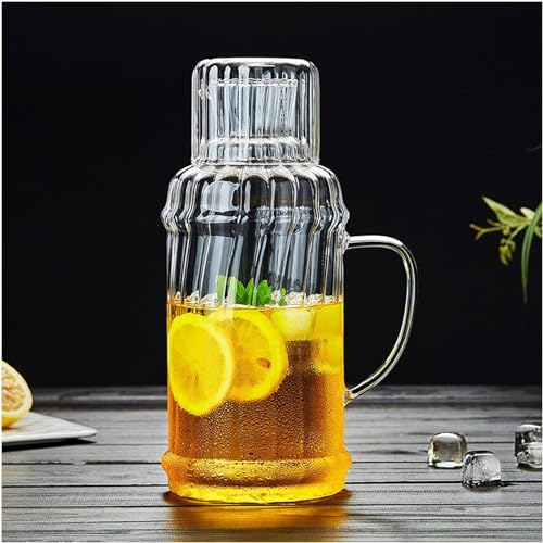 DPCDAN Jarra de Agua de Gran Capacidad de 2L, Jarra de Vidrio con Tapa y Pico, Jarra de Agua para Jugo casero, Leche, té frío