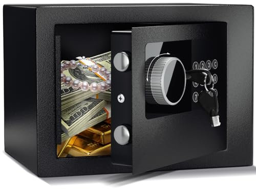 LOIVIYA Digital Electronic Cash Money Safe Box,6.6L Safety Wall Box Alloy Steel Safe with Intelligent Alarm System, High-Security Compact Household Cabinet Safes for Home/Business