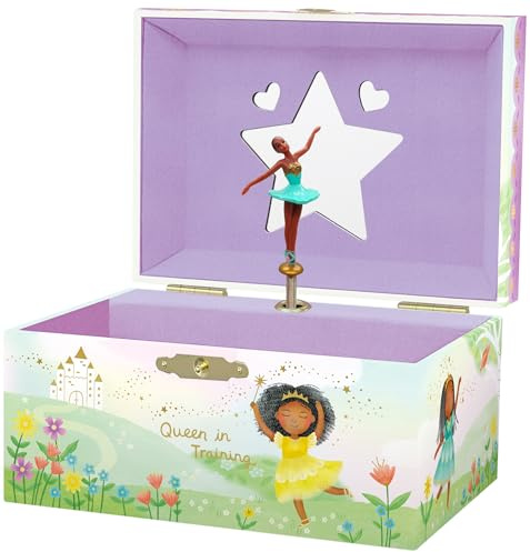 Giggle & Honey Musikalisches Schmuckkästchen für Kinder – Kinderspieluhr mit drehendem Ballerina, Schwarze Ballerina-Geburtstagsgeschenke für kleine Mädchen, 15,2 x 11,8 x 8,9 cm – Alter 3–10
