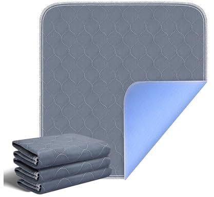 RIQINXIN wasserdichte Sitzauflage für Inkontinenz rutschfeste Saugfähige Sitzauflage Inkontinenzunterlage für Erwachsene Kinder Haustiere Grau 54x56cm (Pack of 3)
