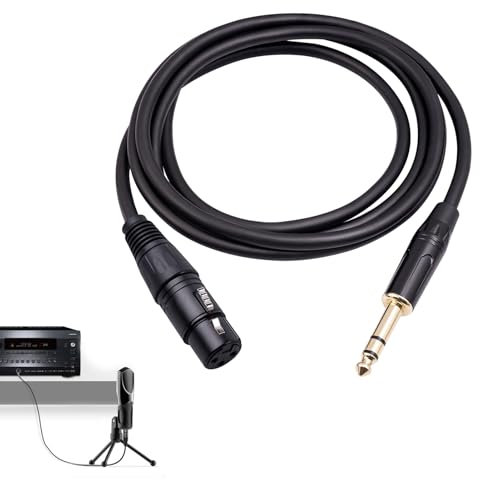 Cavo XLR Femmina a Jack 6,35mm TRS 1M, Cavo Microfono XLR Jack Stereo Audio Bilanciato per Microfono, Mixer, Amplificatore, Qualità del Suono Superiore, Connettori Placcati Oro, Altamente Flessibile