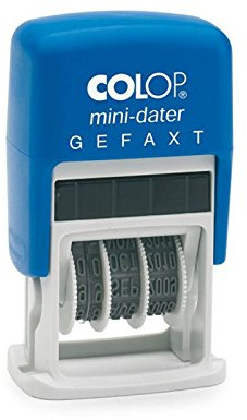 Colop S160L4 Datumstempel und Betriebsferienstempel Datumselbstfärber Gefaxt, Blau Weiß