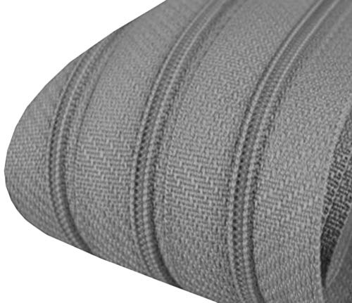landfreude 5m Reißverschluss endlos 3mm spiralförmig 15 Zipper 312 mittelgrau