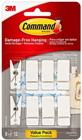 Command Spring Clips, Plastic, Quartz, (17089Q-8ES), Great for Dorm Décor, 8