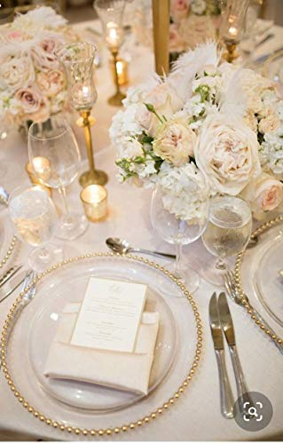 Decor Essentials Glass Charger Plate Beaded Gold Xmas Events Weddings 33cm Diameter