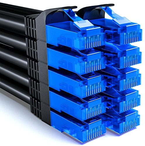 deleyCON 10x 2m CAT6 Set di Cavi di Rete - U-UTP RJ45 CAT-6 Cavo Patch LAN Cavo Ethernet DSL Switch Router Modem Ripetitore Pannello Patch - Nero