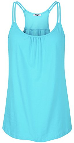 Hibelle Strappy Cami, Womens Athletic Tank Top Sleeveless Running Active Racerback Exercise Yoga Camisoles Sporty Soft Workout Clothes Leisure Gym Shirts Water Blue Large