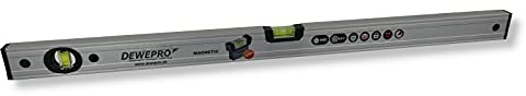 DEWEPRO® Magnet Wasserwaage 40cm aus Aluminium - 2 Libellen - innenliegende, starke Magnete - Magnetwasserwaage 2m präzise, robust, Silber eloxiert