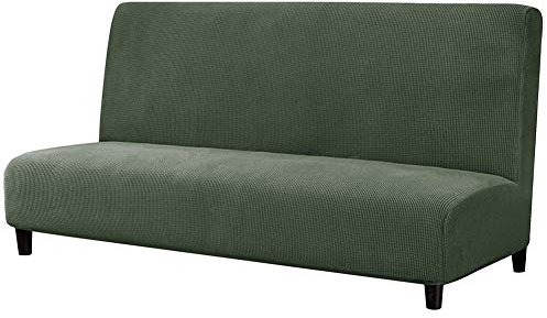 Sofabezug Ohne Armlehnen,Spandex Couchbezug Ohne Armlehne Elastischer Antirutsch Stretchhusse Weich Stoff Stretch Abdeckung Husse (Grün)