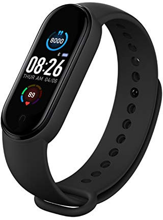 Akin Orologio Fitness Donna Smart Watch M5 con Cardiofrequenzimetro, IP67 Impermeabile Pedometro Sport Braccialetto Salute Fitness Bluetooth (Nero)