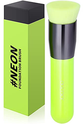 docolor Pennello Fondotinta Pennelli Make Up Pennello Kabuki Professionale Pennello per Trucco Crema e Polvere,Sfumatura, Lucidatura e Stippling(Verde Neon)