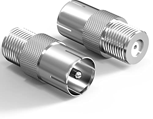 Ancable Female To Male TV Aerial Coaxial Coupler 2 PCS, T/F Type Screw Connector Socket to RF Coax Aerial Adapter, TV Aerial Male Coax Plug to F Socket Adaptor