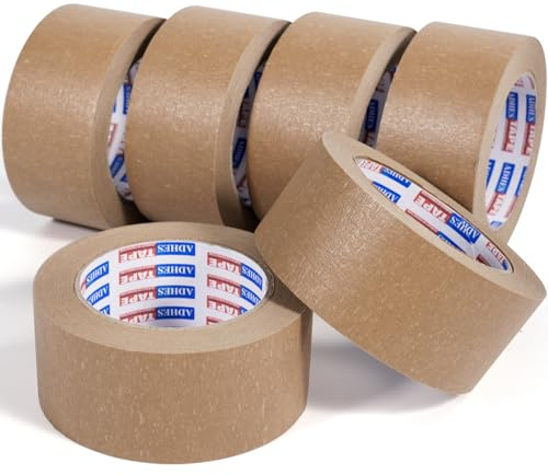 ADHES Biodégradable Ruban Adhésif D'Emballage En Eco Papier Kraft Bande De | colis pour boîte carton demenagement,50MM x 50m,brun