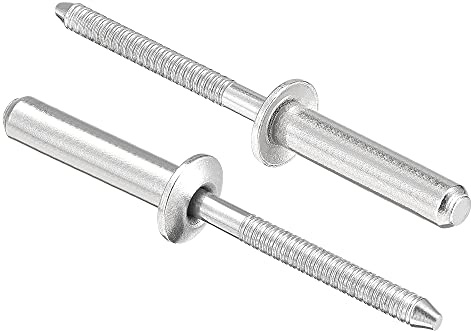 sourcing map 25 Stk Blindnieten 304 Edelstahl Popnieten Ziehnieten Kern Dekoration Nieten 4,8mm Durchmesser 25mm Grifflänge Silberfarben