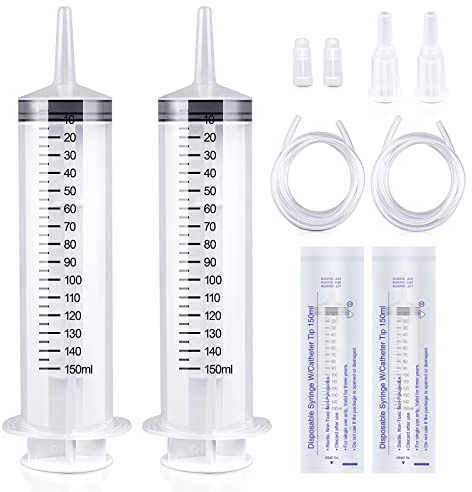 Ysimple 2Pcs 150ml Large Syringes with Tube, Liquid Transfer Tool | Reusable Plastic Syringe with 100cm Tube for Liquid Transfer, Oil, Glue, Pet Feeding, Gardening and Laboratory Applications