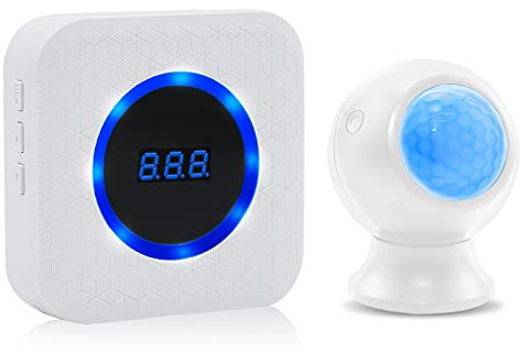 DAYTECH Wireless Motion Sensor Alarm Indoor/Caregiver Pager for Elderly/Movement Entry Alarm/Motion Alarm for Home 1 Battery Motion Sensor + 1 Plug-in Receiver