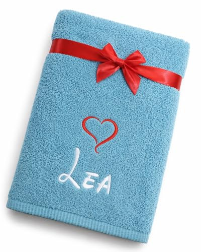 Generisch Personalisierbares Handtuch mit Namen und Motiv, 70 x 140 cm, 100% Baumwolle, Besticktes Frottierhandtuch, Oeko-TEX, Geschenk für Kinder und Erwachsene (70 x 140 cm, Türkis)